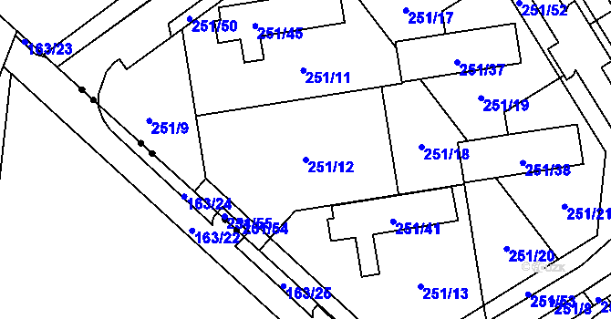Parcela st. 251/12 v KÚ Týneček, Katastrální mapa