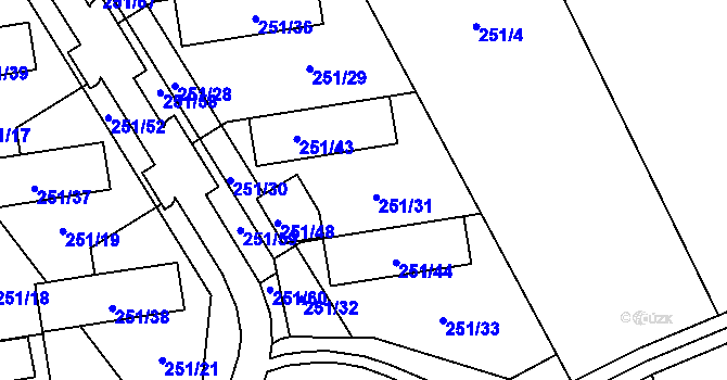 Parcela st. 251/31 v KÚ Týneček, Katastrální mapa