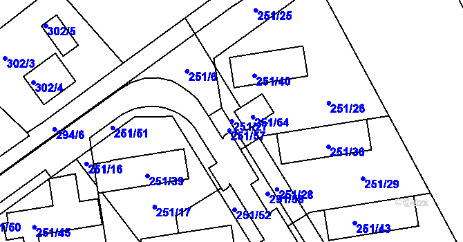 Parcela st. 251/27 v KÚ Týneček, Katastrální mapa