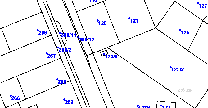Parcela st. 123/6 v KÚ Týneček, Katastrální mapa
