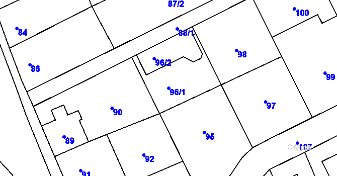 Parcela st. 96/1 v KÚ Týneček, Katastrální mapa
