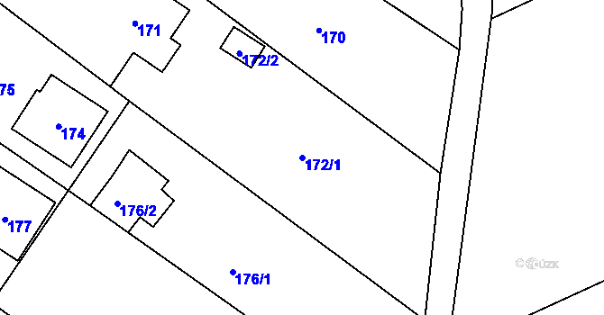 Parcela st. 172/1 v KÚ Týneček, Katastrální mapa