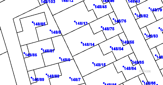 Parcela st. 148/14 v KÚ Týneček, Katastrální mapa
