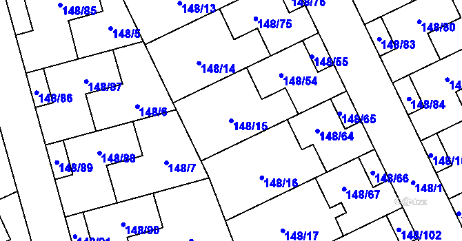 Parcela st. 148/15 v KÚ Týneček, Katastrální mapa