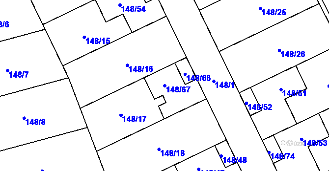 Parcela st. 148/67 v KÚ Týneček, Katastrální mapa
