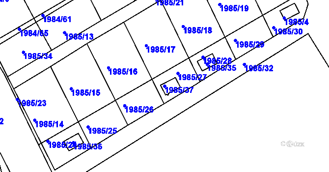 Parcela st. 1985/37 v KÚ Týniště nad Orlicí, Katastrální mapa