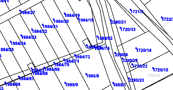 Parcela st. 1984/75 v KÚ Týniště nad Orlicí, Katastrální mapa