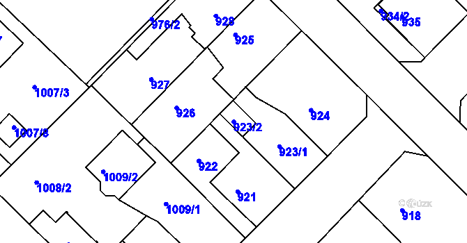 Parcela st. 923/2 v KÚ Týniště nad Orlicí, Katastrální mapa