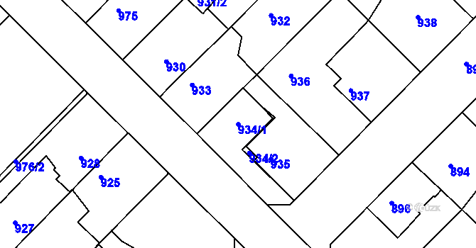Parcela st. 934/1 v KÚ Týniště nad Orlicí, Katastrální mapa