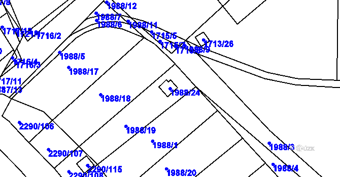 Parcela st. 1988/24 v KÚ Týniště nad Orlicí, Katastrální mapa