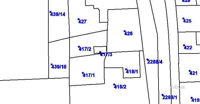 Parcela st. 417/3 v KÚ Týniště nad Orlicí, Katastrální mapa