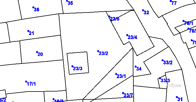 Parcela st. 23/2 v KÚ Týniště nad Orlicí, Katastrální mapa