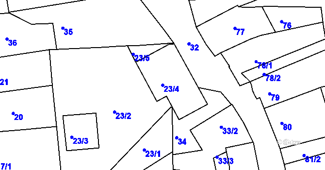 Parcela st. 23/4 v KÚ Týniště nad Orlicí, Katastrální mapa