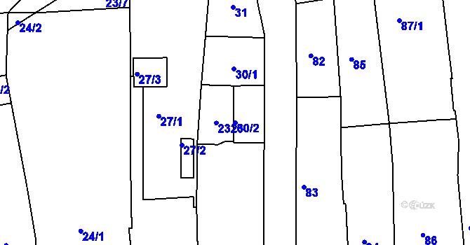 Parcela st. 30/2 v KÚ Týniště nad Orlicí, Katastrální mapa
