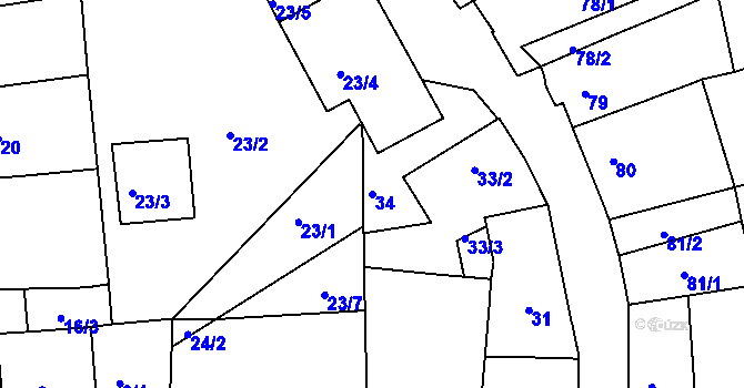 Parcela st. 34 v KÚ Týniště nad Orlicí, Katastrální mapa