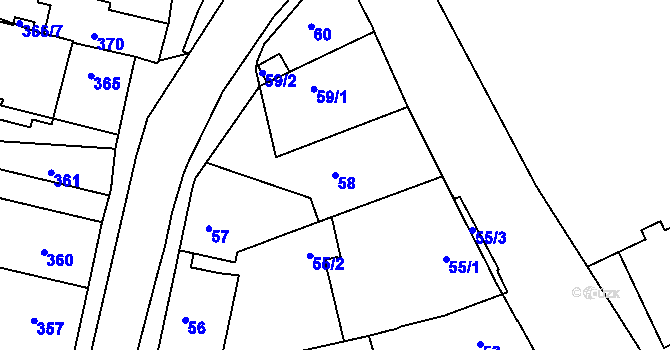 Parcela st. 58 v KÚ Týniště nad Orlicí, Katastrální mapa
