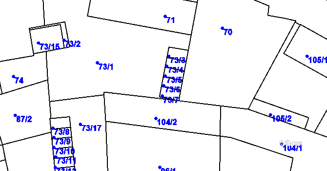 Parcela st. 73/6 v KÚ Týniště nad Orlicí, Katastrální mapa