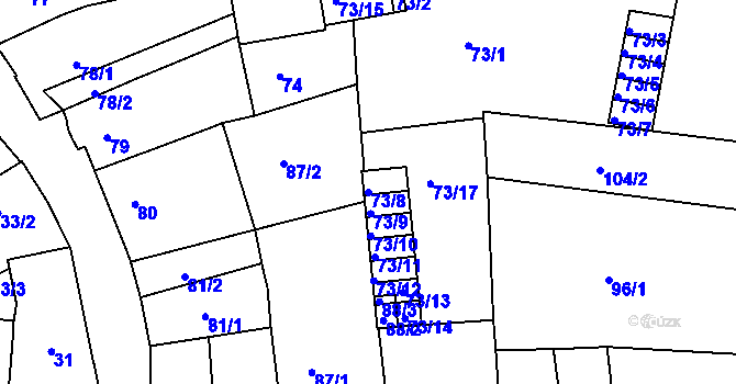 Parcela st. 73/8 v KÚ Týniště nad Orlicí, Katastrální mapa