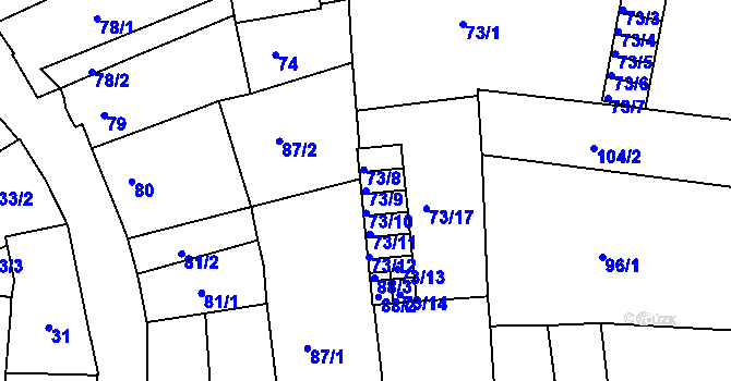 Parcela st. 73/9 v KÚ Týniště nad Orlicí, Katastrální mapa