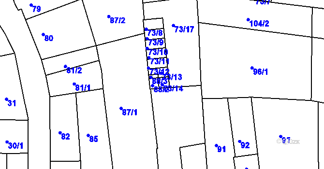Parcela st. 73/14 v KÚ Týniště nad Orlicí, Katastrální mapa