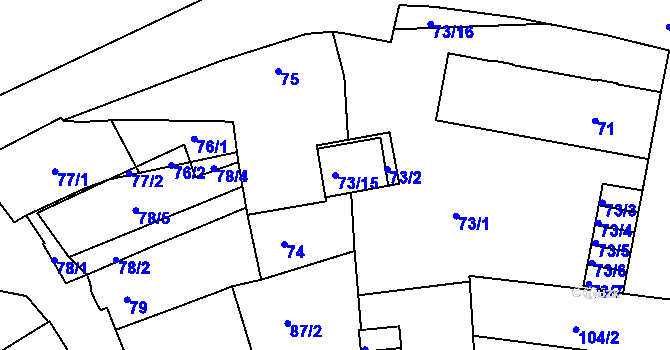 Parcela st. 73/15 v KÚ Týniště nad Orlicí, Katastrální mapa