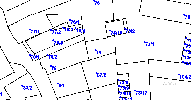 Parcela st. 74 v KÚ Týniště nad Orlicí, Katastrální mapa
