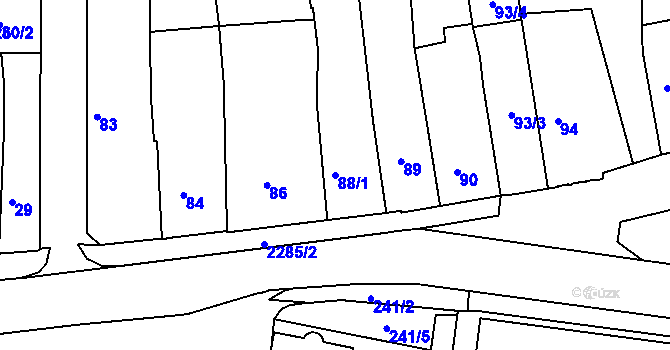 Parcela st. 88/1 v KÚ Týniště nad Orlicí, Katastrální mapa