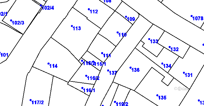 Parcela st. 111 v KÚ Týniště nad Orlicí, Katastrální mapa