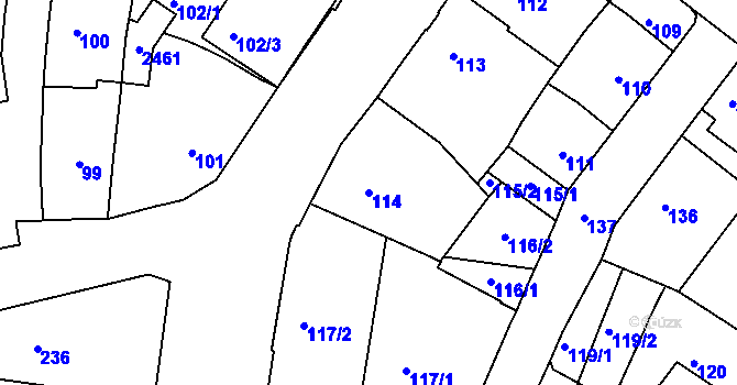 Parcela st. 114 v KÚ Týniště nad Orlicí, Katastrální mapa