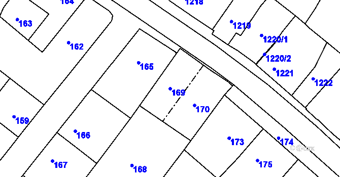 Parcela st. 169 v KÚ Týniště nad Orlicí, Katastrální mapa