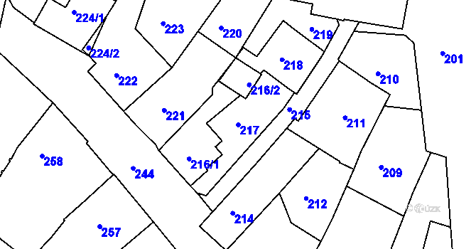 Parcela st. 217 v KÚ Týniště nad Orlicí, Katastrální mapa