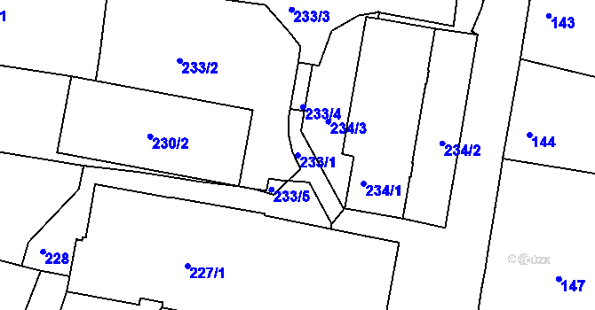 Parcela st. 233/1 v KÚ Týniště nad Orlicí, Katastrální mapa
