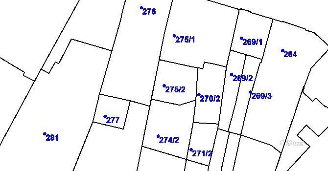 Parcela st. 275/2 v KÚ Týniště nad Orlicí, Katastrální mapa