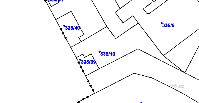 Parcela st. 335/10 v KÚ Týniště nad Orlicí, Katastrální mapa