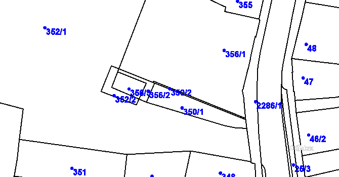 Parcela st. 350/2 v KÚ Týniště nad Orlicí, Katastrální mapa