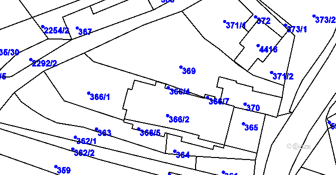 Parcela st. 366/4 v KÚ Týniště nad Orlicí, Katastrální mapa