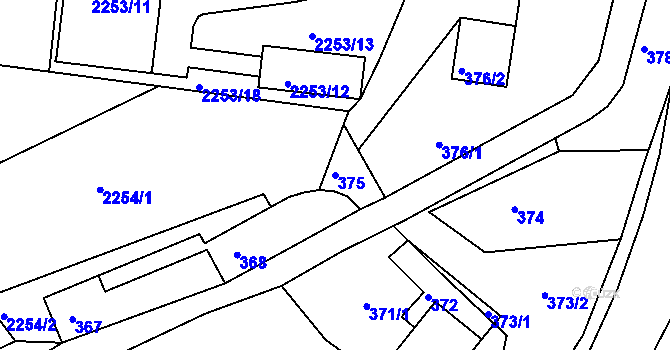 Parcela st. 375 v KÚ Týniště nad Orlicí, Katastrální mapa