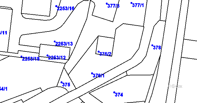 Parcela st. 376/2 v KÚ Týniště nad Orlicí, Katastrální mapa