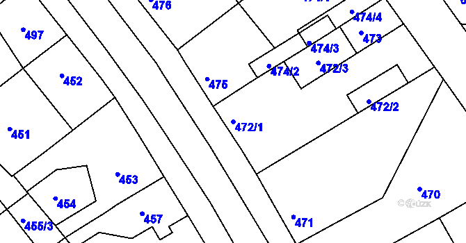 Parcela st. 472/1 v KÚ Týniště nad Orlicí, Katastrální mapa