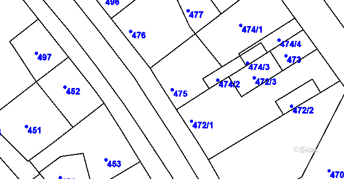 Parcela st. 475 v KÚ Týniště nad Orlicí, Katastrální mapa