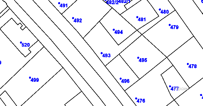 Parcela st. 493 v KÚ Týniště nad Orlicí, Katastrální mapa