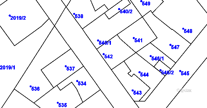 Parcela st. 542 v KÚ Týniště nad Orlicí, Katastrální mapa