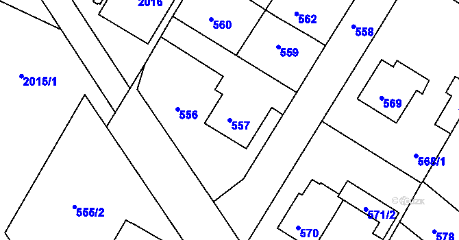 Parcela st. 557 v KÚ Týniště nad Orlicí, Katastrální mapa