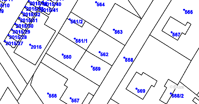 Parcela st. 562 v KÚ Týniště nad Orlicí, Katastrální mapa