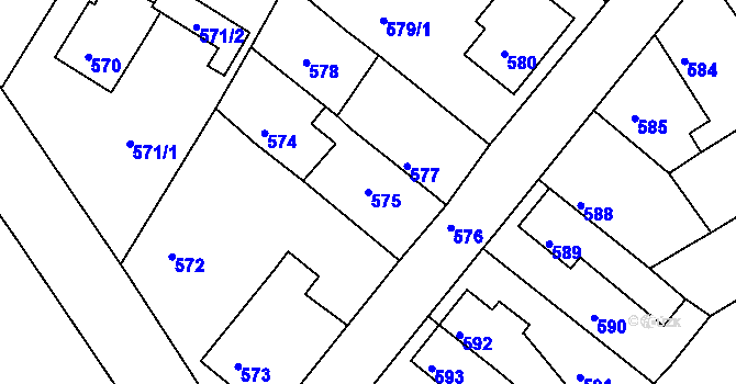 Parcela st. 575 v KÚ Týniště nad Orlicí, Katastrální mapa