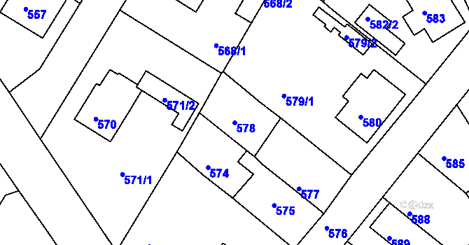 Parcela st. 578 v KÚ Týniště nad Orlicí, Katastrální mapa