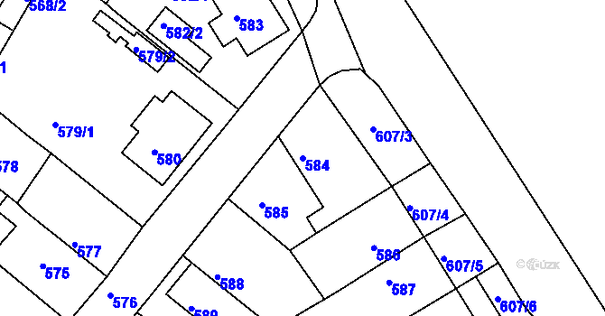 Parcela st. 584 v KÚ Týniště nad Orlicí, Katastrální mapa