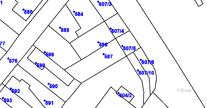 Parcela st. 587 v KÚ Týniště nad Orlicí, Katastrální mapa