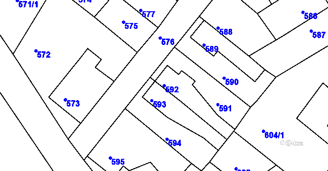 Parcela st. 592 v KÚ Týniště nad Orlicí, Katastrální mapa