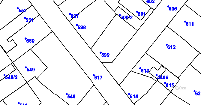 Parcela st. 599 v KÚ Týniště nad Orlicí, Katastrální mapa